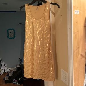 Gold metallic midi dress